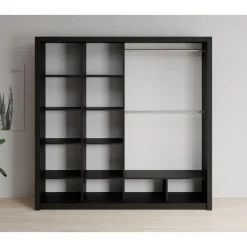 Meubella - Kledingkast Blake - Mat Zwart - 220 cm - Met spiegel