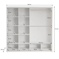 Meubella - Kledingkast Blake - Mat Zwart - 220 cm - Met spiegel