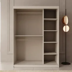 Meubella - Kledingkast Bodhi - Beige - 150 cm - Met spiegel