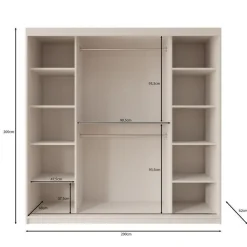 Meubella - Kledingkast Bodhi - Zwart - 200 cm - Met spiegel