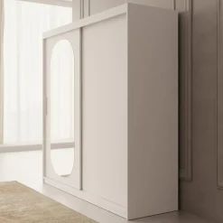 Meubella - Kledingkast Bodhi - Wit - 200 cm - Met spiegel