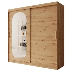 Meubella - Kledingkast Bodhi - Eiken - 200 cm - Met spiegel