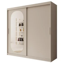 Meubella - Kledingkast Bodhi - Beige - 200 cm - Met spiegel