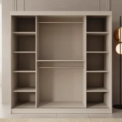 Meubella - Kledingkast Bodhi - Beige - 200 cm - Met spiegel