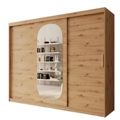 Meubella - Kledingkast Bodhi - Eiken - 250 cm - Met spiegel