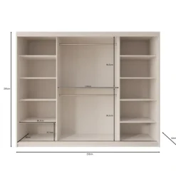 Meubella - Kledingkast Bodhi - Beige - 250 cm - Met spiegel