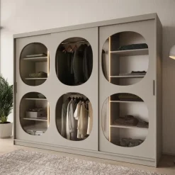 Meubella - Kledingkast Bravanti - Beige - 250 cm