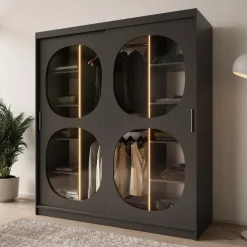 Meubella - Kledingkast Bravanti - Zwart - 180 cm