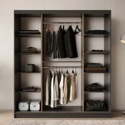 Meubella - Kledingkast Bravanti - Zwart - 180 cm