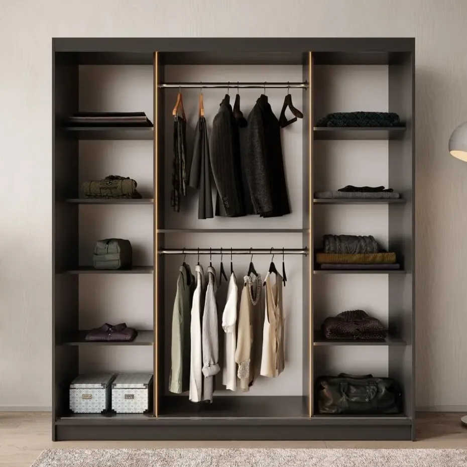 Meubella - Kledingkast Bravanti - Zwart - 180 cm