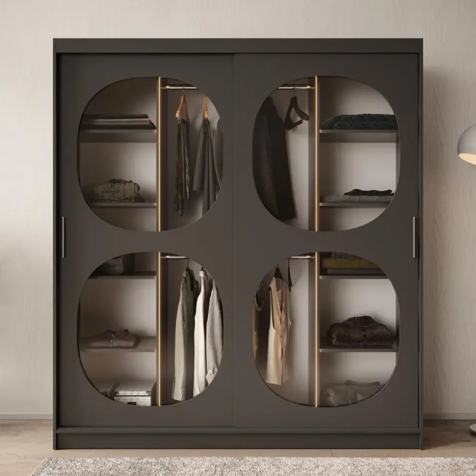 Meubella - Kledingkast Bravanti - Zwart - 180 cm