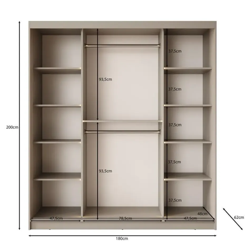 Meubella - Kledingkast Bravanti - Zwart - 180 cm