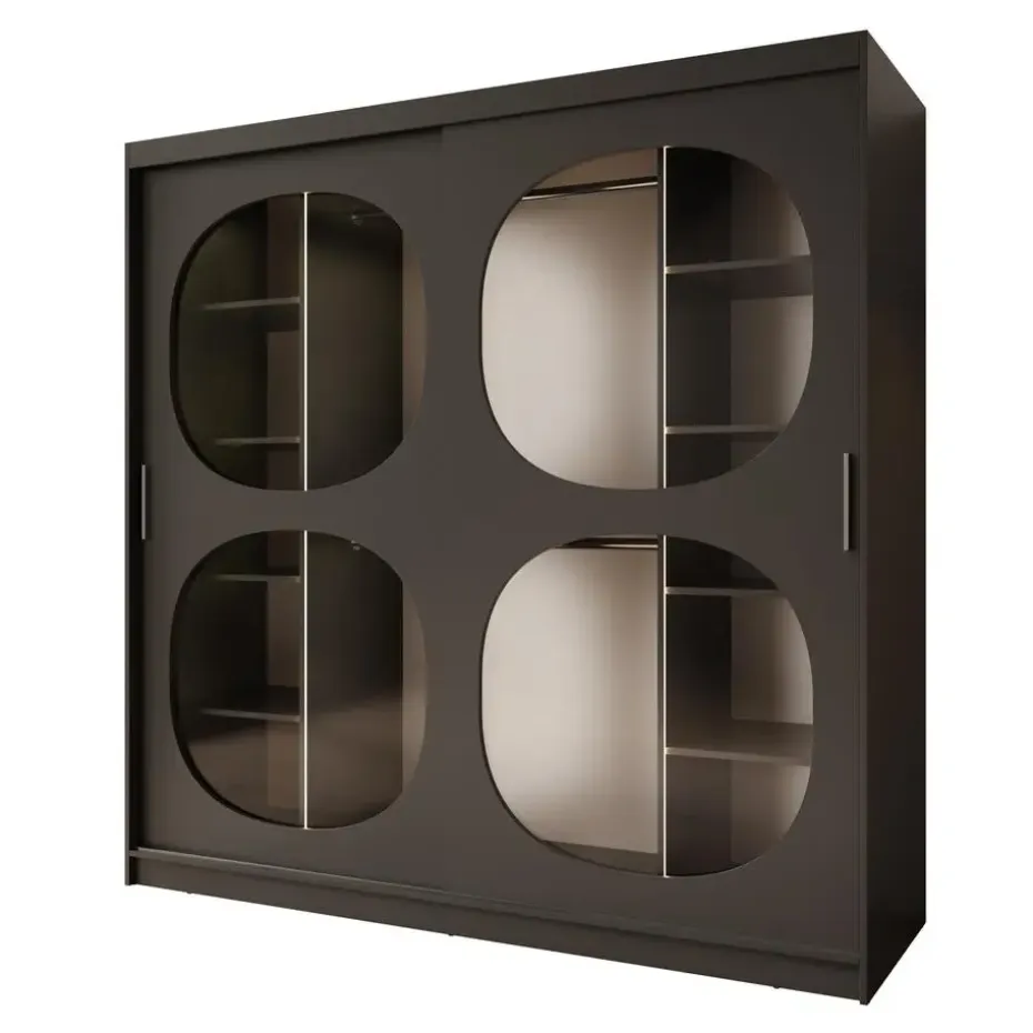 Meubella - Kledingkast Bravanti - Zwart - 200 cm