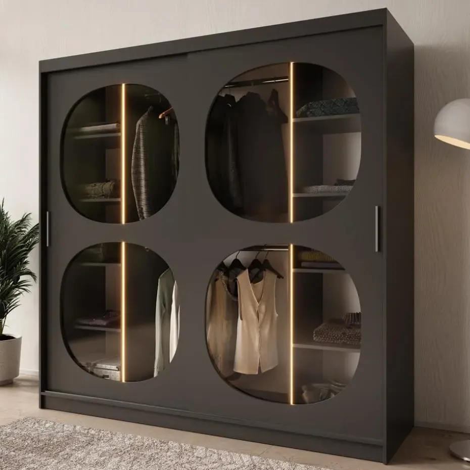 Meubella - Kledingkast Bravanti - Zwart - 200 cm