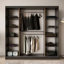 Meubella - Kledingkast Bravanti - Zwart - 200 cm