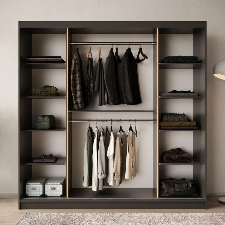 Meubella - Kledingkast Bravanti - Zwart - 200 cm