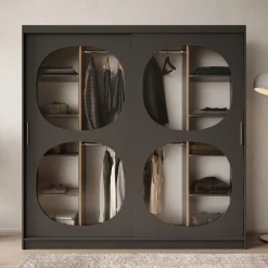 Meubella - Kledingkast Bravanti - Zwart - 200 cm