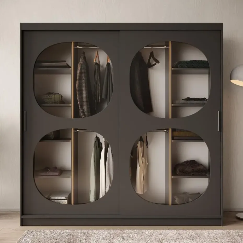 Meubella - Kledingkast Bravanti - Zwart - 200 cm