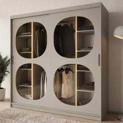 Meubella - Kledingkast Bravanti - Beige - 200 cm