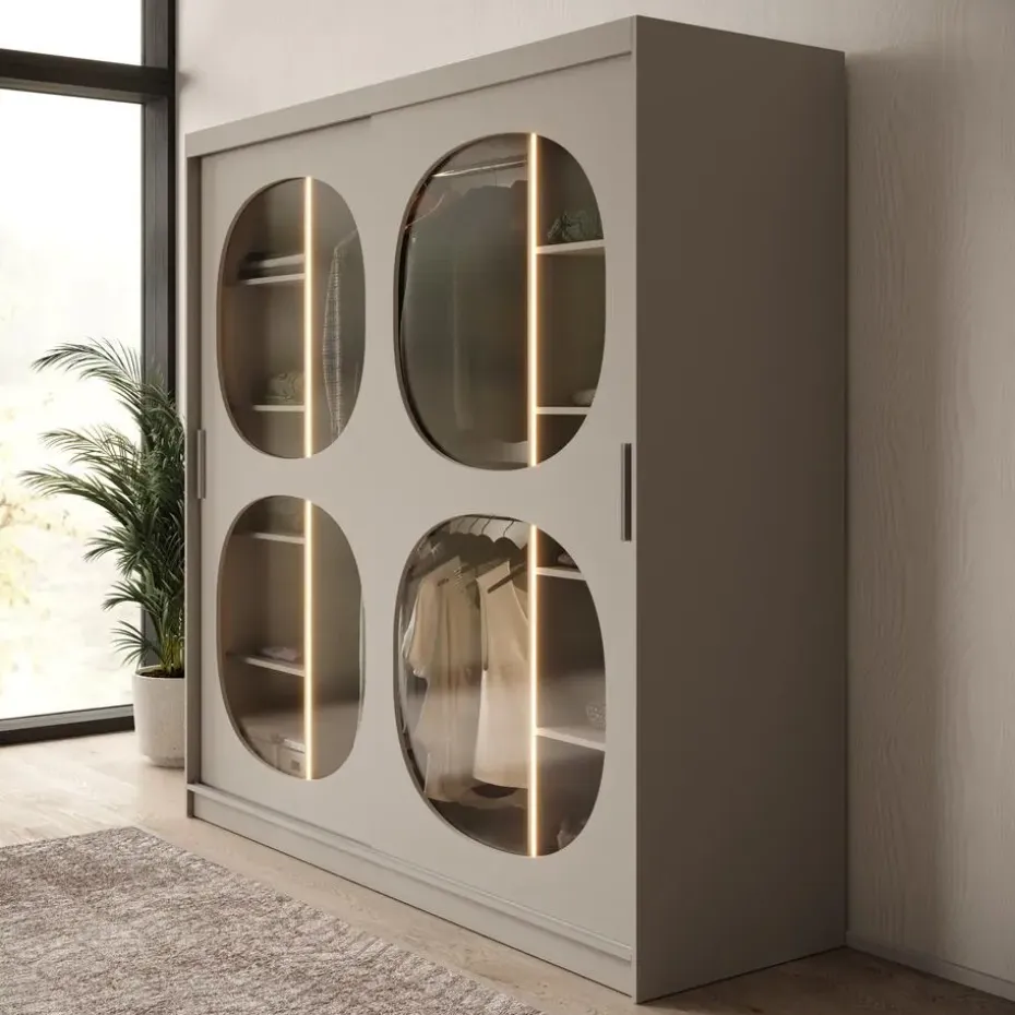 Meubella - Kledingkast Bravanti - Beige - 200 cm