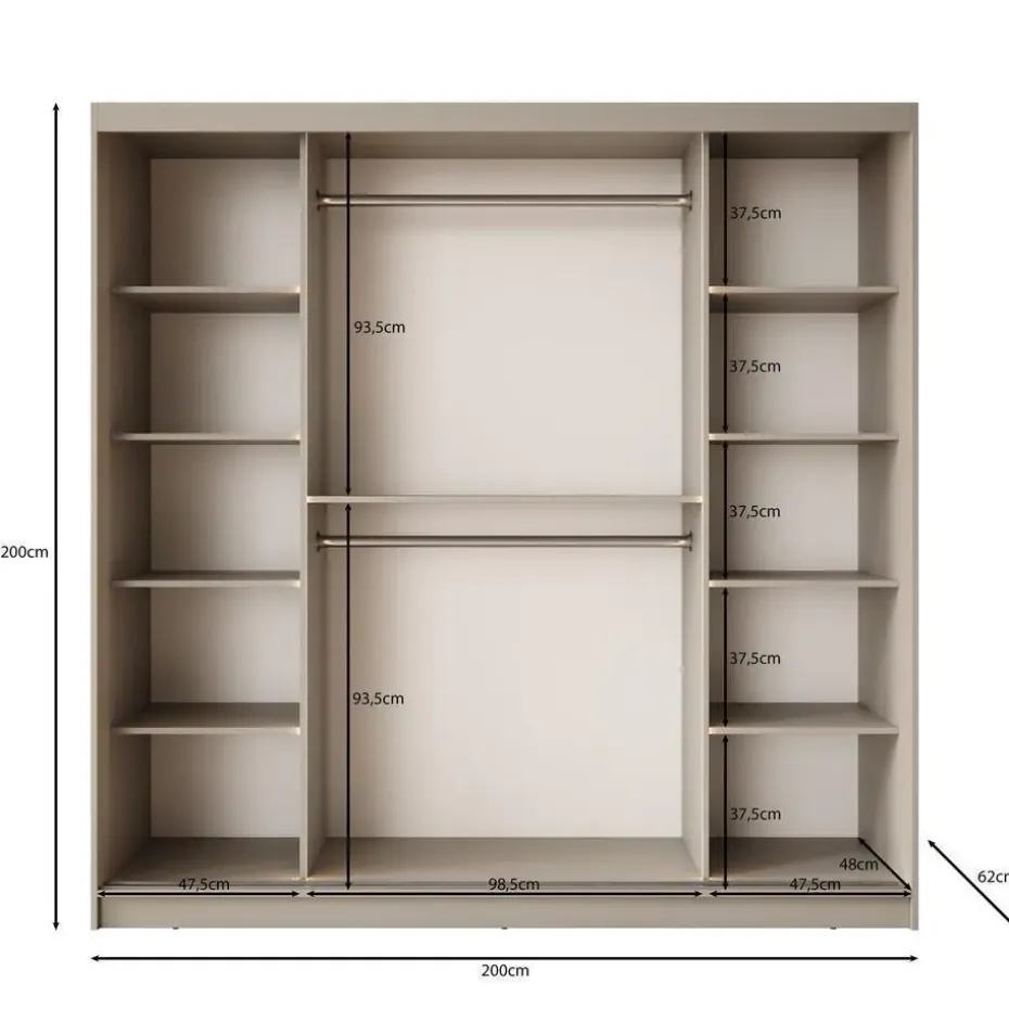Meubella - Kledingkast Bravanti - Beige - 200 cm