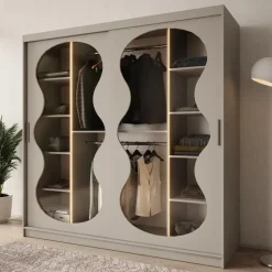 Meubella - Kledingkast Bunaro - Beige - 200 cm