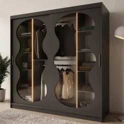 Meubella - Kledingkast Bunaro - Zwart - 200 cm