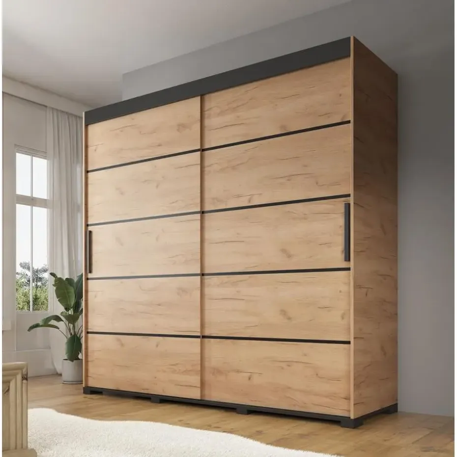 Meubella - Kledingkast Crown - Eiken - 200 cm