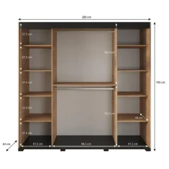 Meubella - Kledingkast Crown - Eiken - 200 cm