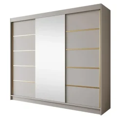 Meubella - Kledingkast Eagle - Beige - 250 cm - Met spiegel