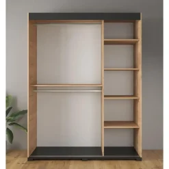 Meubella - Kledingkast Fabio - Eiken - 150 cm - Met spiegel