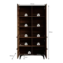 Meubella - Kledingkast Frey - Donker eiken - Zwart - 92 cm