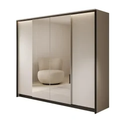 Meubella - Kledingkast Genesis - Grijs - 250 cm - Met spiegel