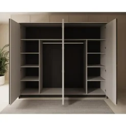 Meubella - Kledingkast Genesis - Grijs - 250 cm - Met spiegel