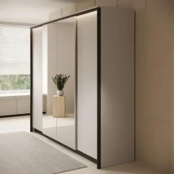 Meubella - Kledingkast Genesis - Grijs - 250 cm - Met spiegel