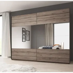 Meubella - Kledingkast Gina - Eiken - 270 cm - Met spiegel