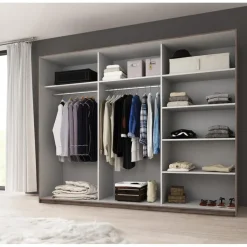 Meubella - Kledingkast Gina - Eiken - 270 cm - Met spiegel