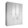 Meubella - Kledingkast Hinto - Wit - 160 cm - Met spiegel