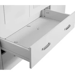 Meubella - Kledingkast Hinto - Wit - 160 cm - Met spiegel