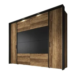 Meubella - Kledingkast Jacob - Zwart - Eiken - 280 cm