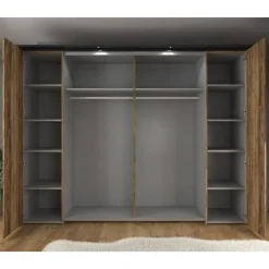 Meubella - Kledingkast Jacob - Zwart - Eiken - 280 cm