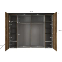 Meubella - Kledingkast Jacob - Zwart - Eiken - 280 cm