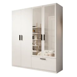 Meubella - Kledingkast Lillian - Wit - 180 cm - Met spiegel