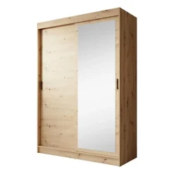 Meubella - Kledingkast Mammock 1 - Eiken - 150 cm - Met spiegel