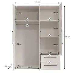 Meubella - Kledingkast Mayen - Wit - 145 cm