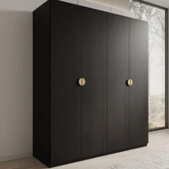 Meubella - Kledingkast Monor - Zwart eiken - 180 cm