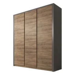 Meubella - Kledingkast Monaco - Eiken - Grijs - 166 cm