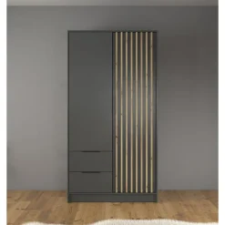 Meubella - Kledingkast Nairobi - Antraciet - Eiken - 105 cm
