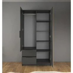 Meubella - Kledingkast Nairobi - Antraciet - Eiken - 105 cm