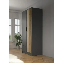 Meubella - Kledingkast Nairobi - Antraciet - Eiken - 105 cm